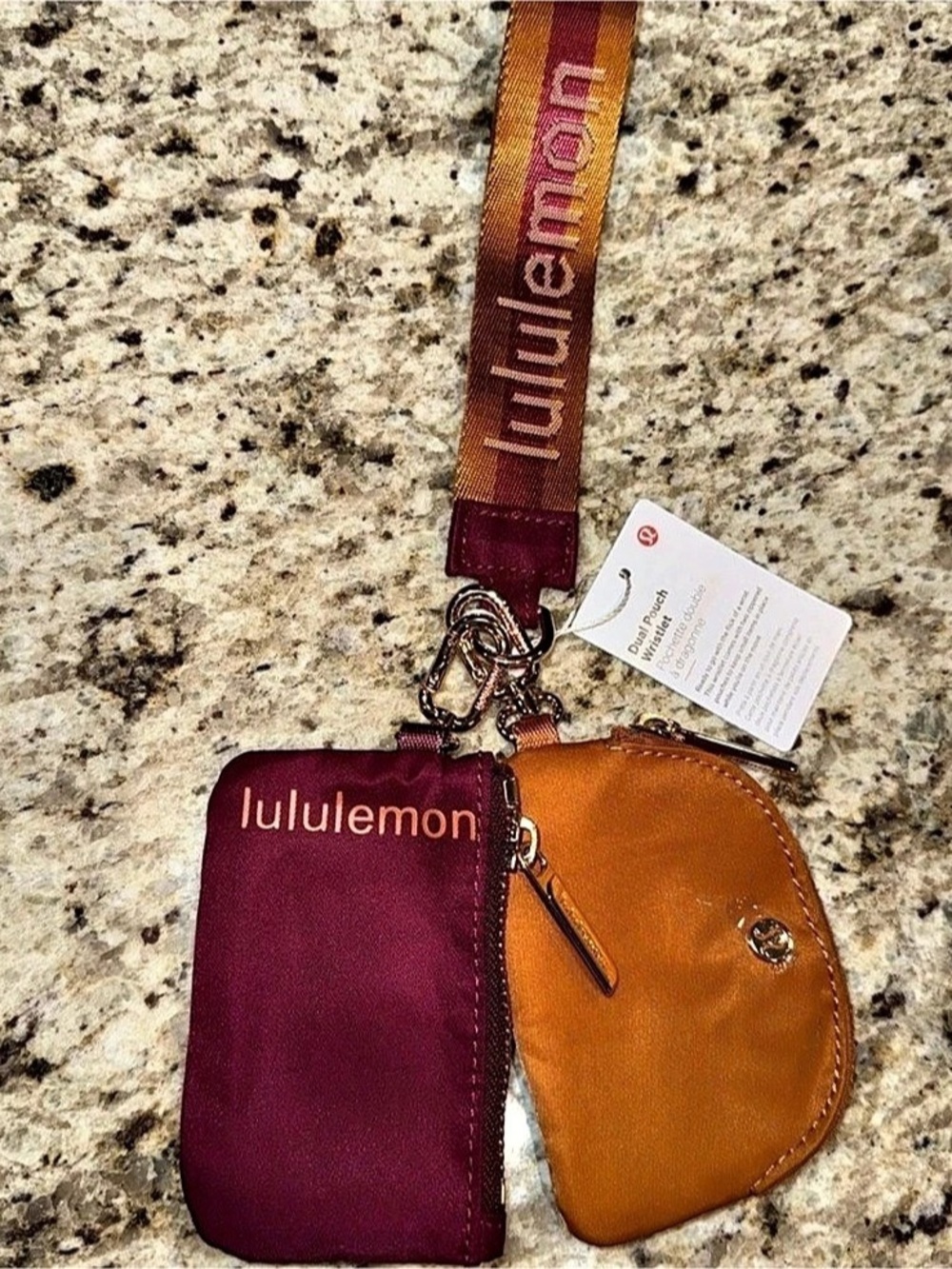 NWT! lululemon Dual Pouch Wristlet Mini Bag Purple & Brown NWT